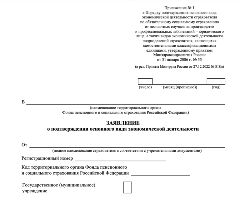 Заявление о подтверждении экономической деятельности