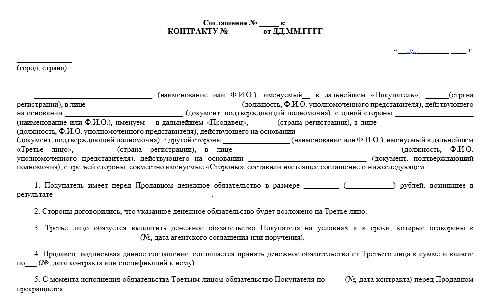 Документ "Дополнительное соглашение об оплате через платёжного агента" с подписями сторон